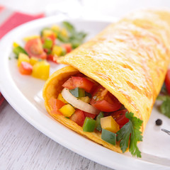 omelette rolled with vegetables