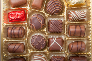 box of various chocolate candies