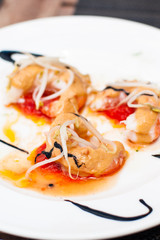 Shrimps in tomato garlic sauce with balsamic vinegar
