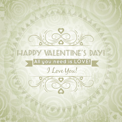 valentines day greeting card  with  heart and wishes text