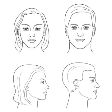 Set schwarzweiß Portraits, weiblich/männlich,  frontal/im Profil