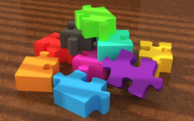 Glossy colourfull and white on wood floor