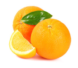 Ripe orange on a white