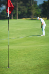 Obraz premium Lining up putt