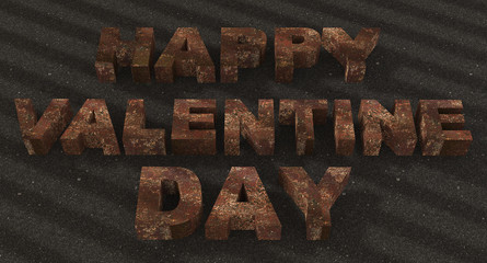 Text happy valentine s day  Rusted Metal