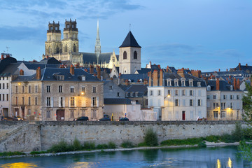 Embankment of Loire river in Orleans, France - obrazy, fototapety, plakaty