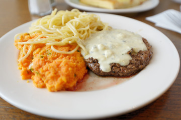 Steak with sauce and garnish