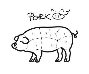 American  US  cuts of pork Vector