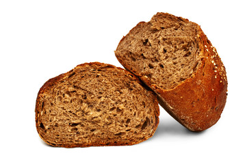 Fresh bread isolated, bread broken