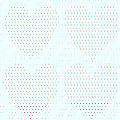 Red dots hearts on blue dots seamless background