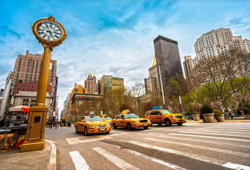 Taxis on fifth avenue, New York city.