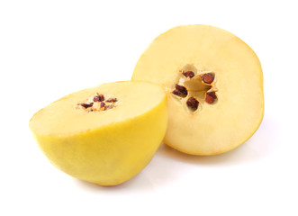Ripe quince on a white