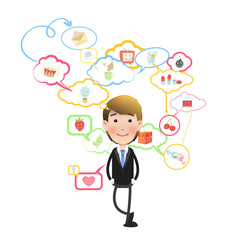 Happy businessman over isolated background. 