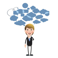 Businessman making silence gesture 