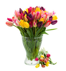 bunch of fresh tulips in vase