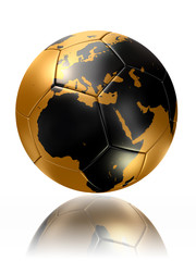 gold soccer ball globe world map europe africa