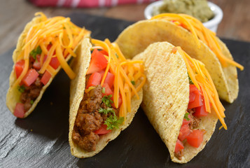 Tacos with ground beef and vegetables
