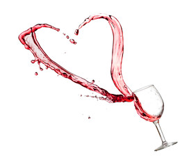 Heart splash from a glass of red wine