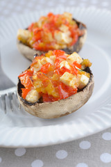 Mushroom stuffed with cheese and vegetables