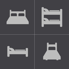 Vector black bed icons set