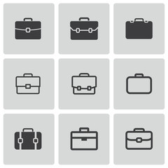 Vector black briefcase icons set - 60655790