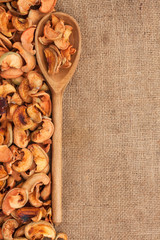 Wooden spoon with dried apple