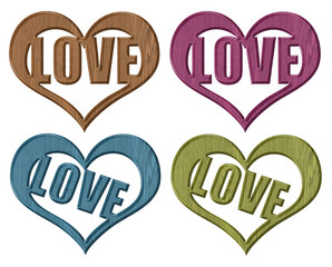 Wood heart on white background