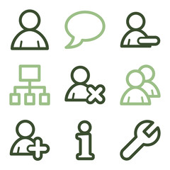 Users icons, green line contour series