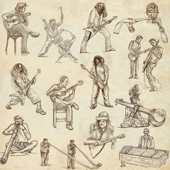 Fototapeta na wymiar Music and Musicians around the World (no.1) - drawings on paper