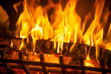 Fire in the fireplace