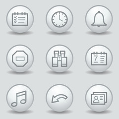 Organizer web icons , circle white matt buttons