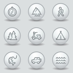 Travel web icons set 3, circle white matt buttons