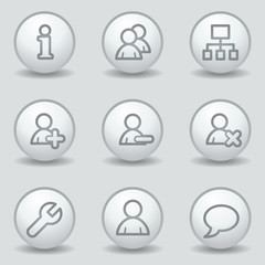 Users web icons, circle white matt buttons