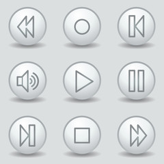 Walkman web icons, circle white matt buttons