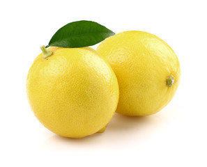 Two lemons with leaf