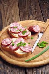 Sandwiches with smoked sausage