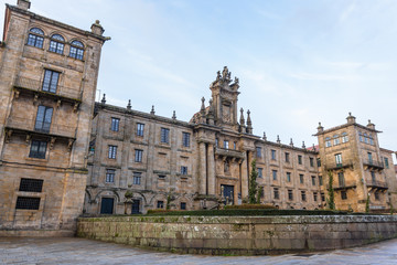 Fototapeta na wymiar Facade of St Martin Pinario Monastery in Santiago de Compostela