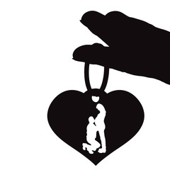Vector silhouette illustration of heart.