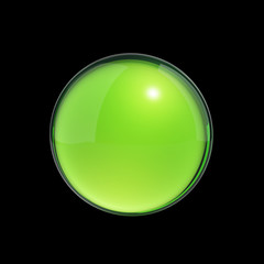 Green ball isolated on black - clipping path