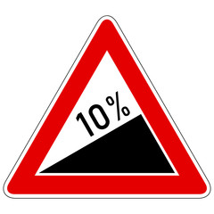 Steigung 10% - Gefahrzeichen