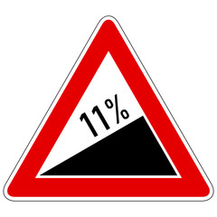 Steigung 11% - Gefahrzeichen