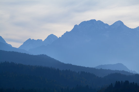 high mountains in dusk