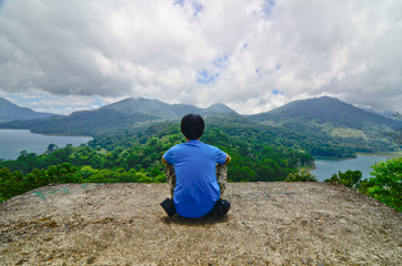 Naklejka premium Twin Lake in northern Bali, Indonesia