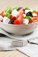 Fresh greek salad in bowl