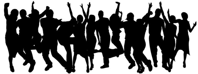 Vector silhouettes of dancing people. - 60663352