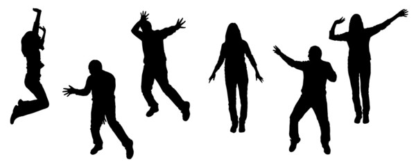 Vector silhouettes of dancing people.