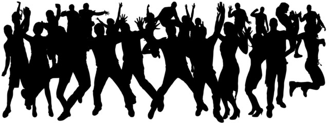 Vector silhouettes of dancing people.
