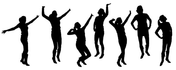 Vector silhouettes of dancing people.