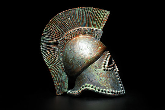 Ancient Greek Helmet on Black