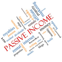 Passive Income Word Cloud Concept angled